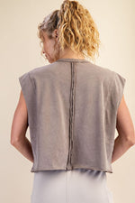 Mineral Wash Sleeveless Top - Mocha