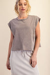 Mineral Wash Sleeveless Top - Mocha