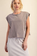 Mineral Wash Sleeveless Top - Mocha