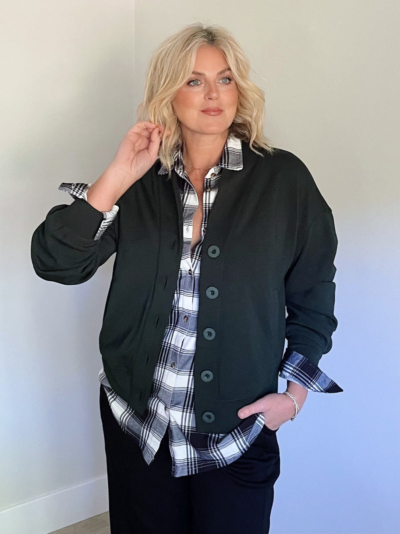 Modal Button-Down Cardigan - Dk Green