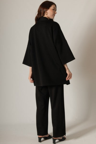 Modal Open Front Cardigan - Black