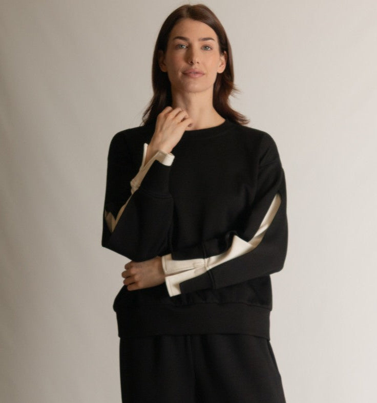 Modal Layered Sleeve Top - Black