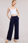 Modal Elastic Waist Pants - Navy