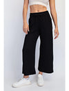 Modal Wide Leg Cropped Pant - Black