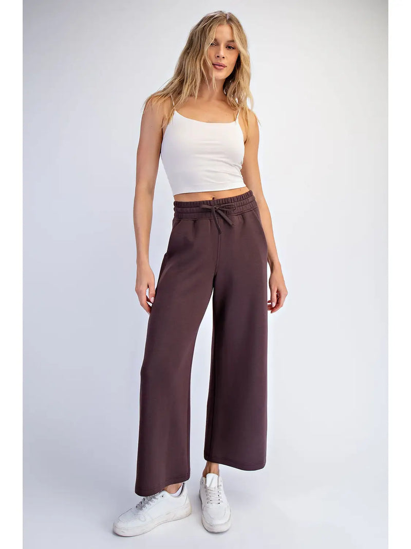 Modal Wide Leg Cropped Pant - Espresso