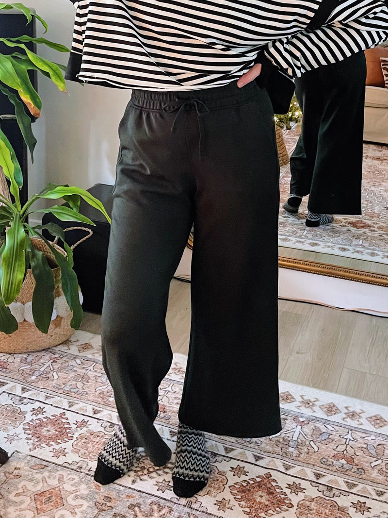 Modal Wide Leg Cropped Pant - Green