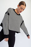 Open Back Striped Top - Black