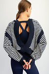Open Back Striped Top - Black