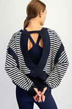 Open Back Striped Top - Black