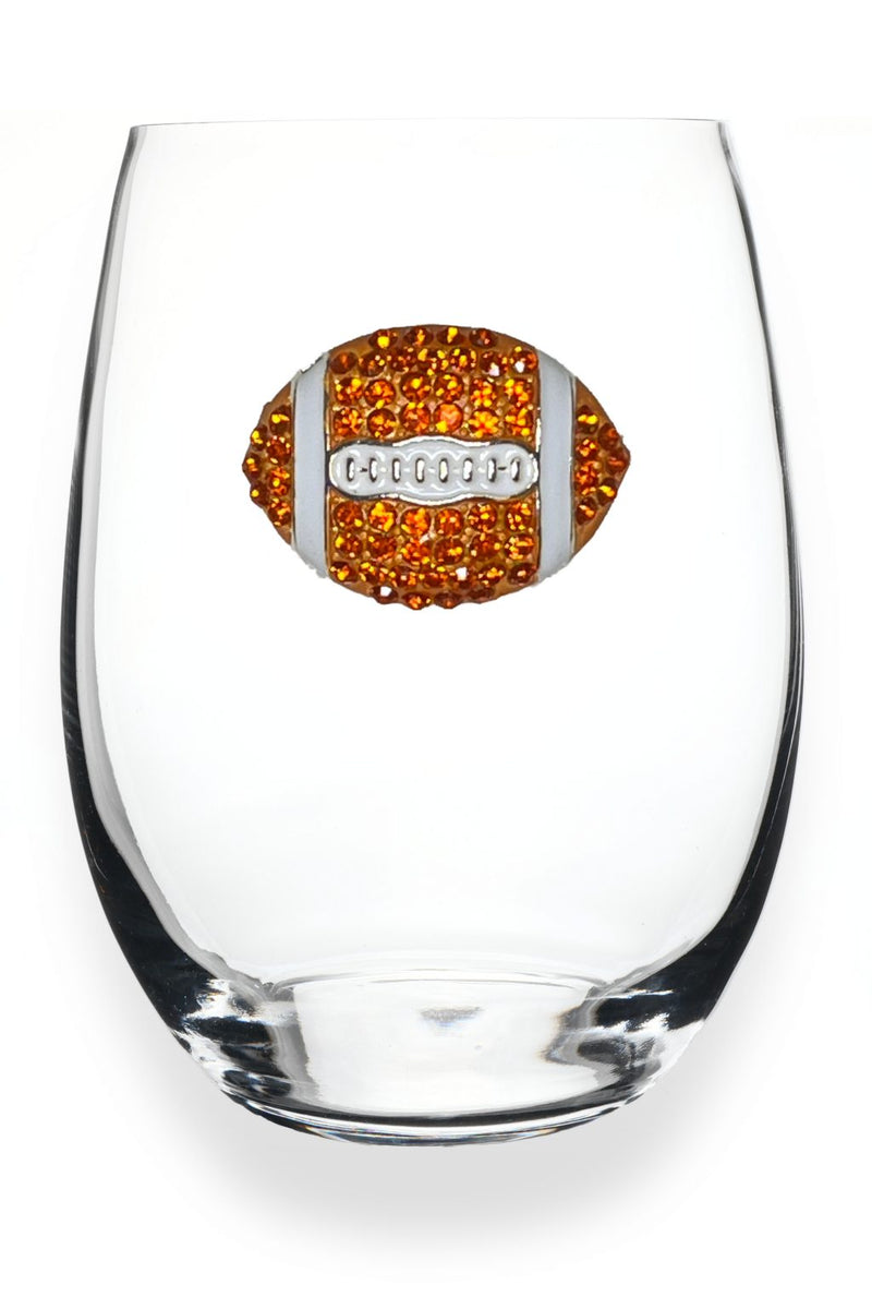 QJ Stemless Wine Glass - Football Orange/White
