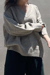Oversized V-Neck Sweater - H. Grey