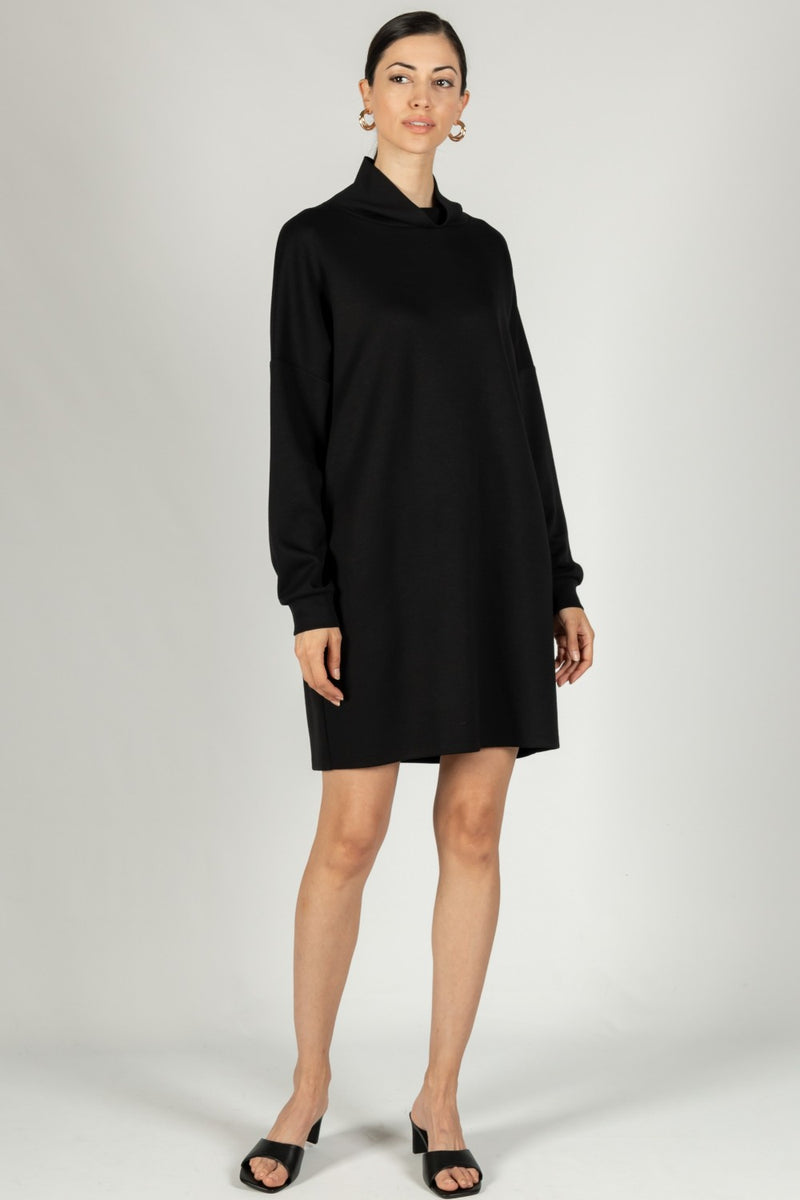 Modal Cowl Neck Dress - Black