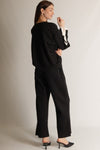 Modal Wide Leg w/Slit Pant - Black