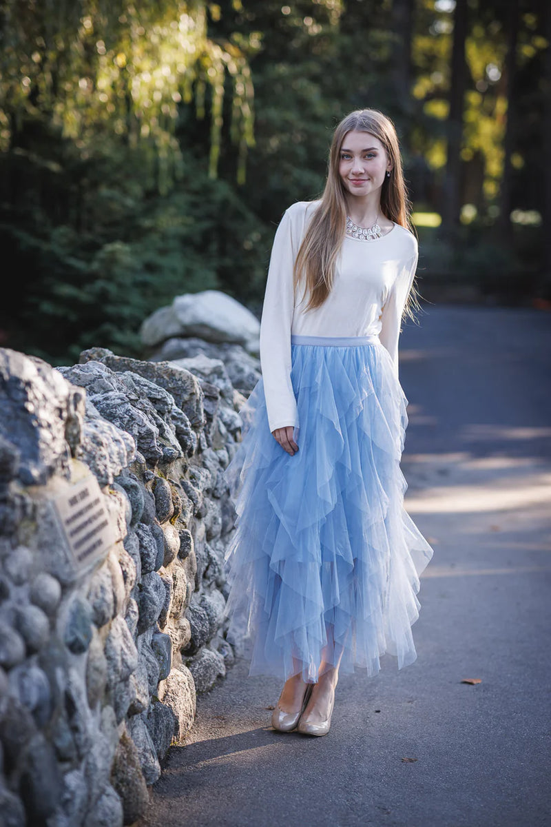 Feathery Tulle Skirt - Powder Blue