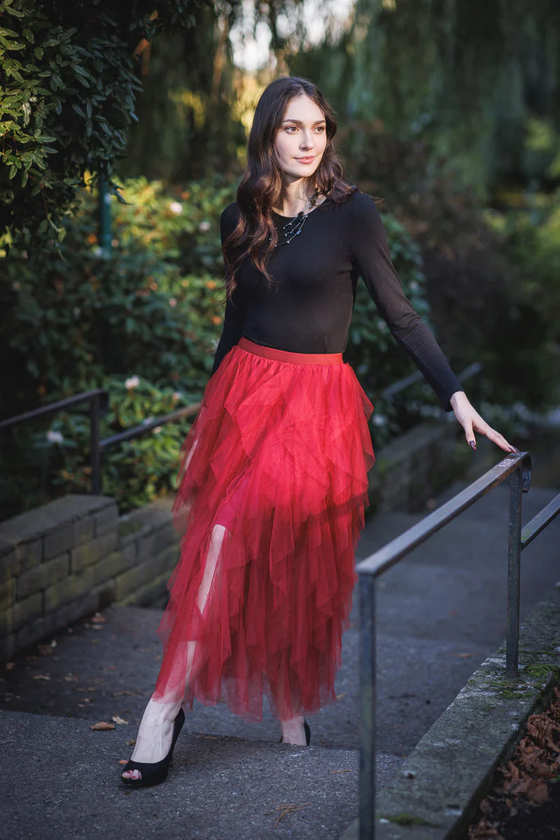 Feathery Tulle Skirt - Burgandy