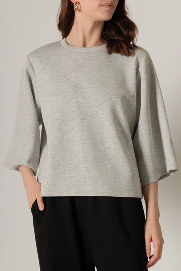 Tina Modal Knit Top - Heather Grey