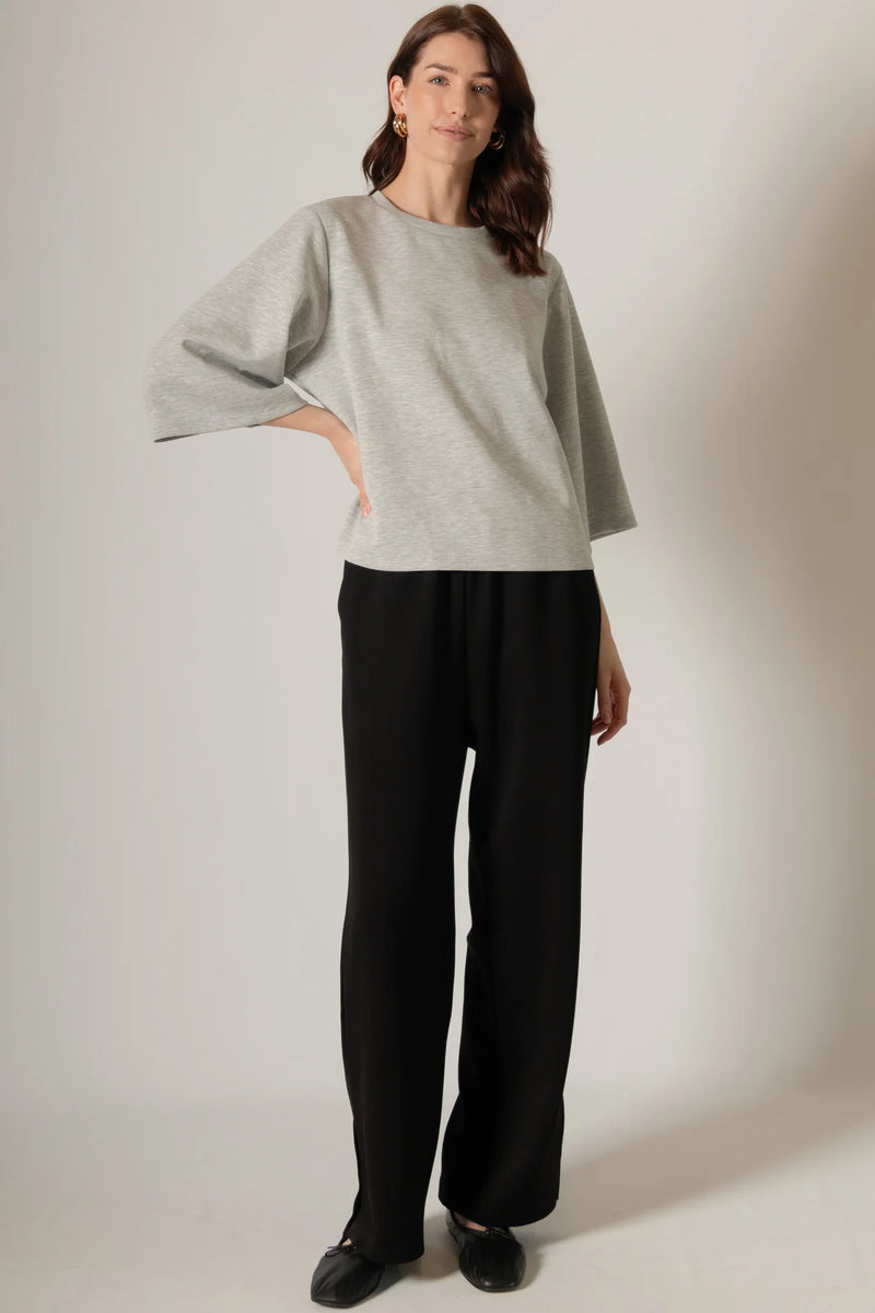 Tina Modal Knit Top - Heather Grey