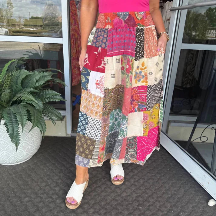 Patchwork Maxi Skirt - Multi Color
