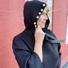 Francine Pearl Hoodie Top - Black Glitter