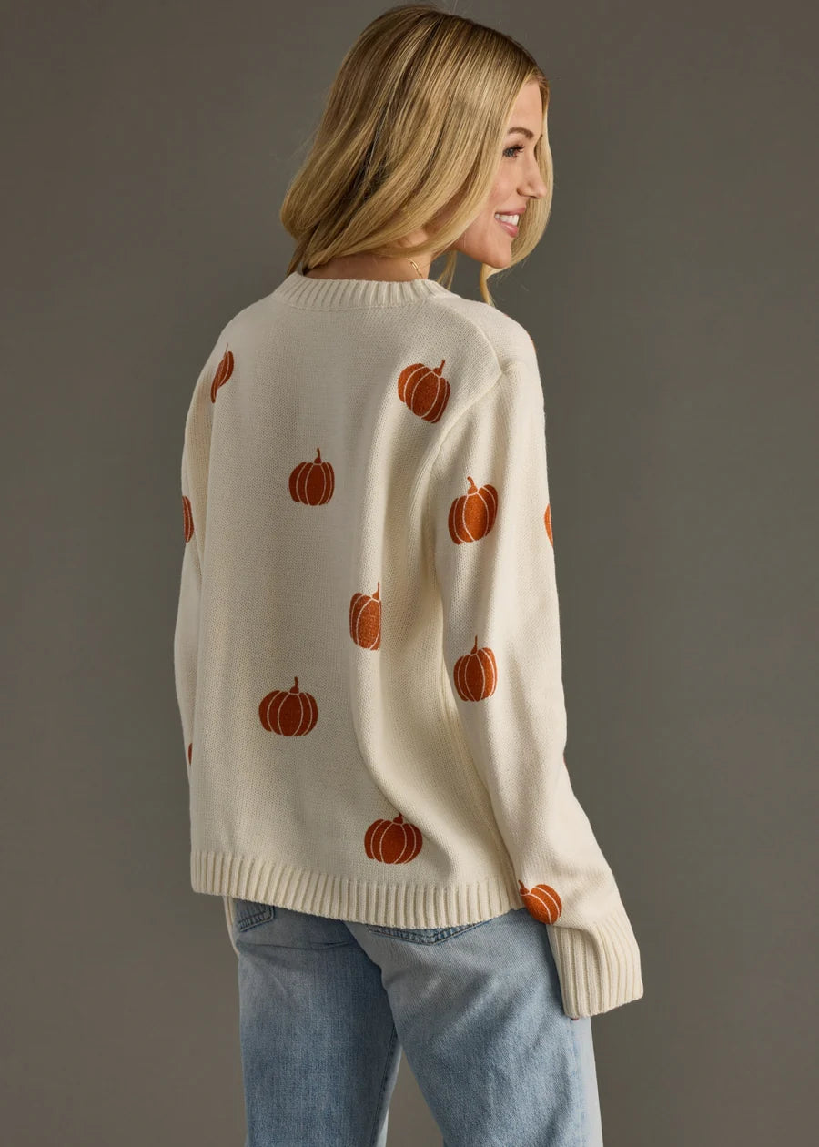 Pumpkin Crewneck Sweater - Cream
