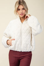 Quilted Zip-Up Jacket - Bone