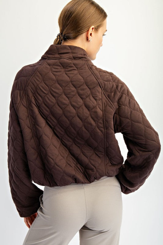 Quilted Zip-Up Jacket - Espresso