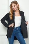 Quilted Button-Down Shacket - Black