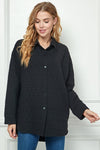 Quilted Button-Down Shacket - Black