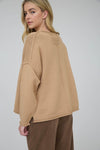 Raw Edge Oversized Sweater - Caramel