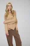 Raw Edge Oversized Sweater - Caramel