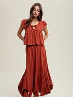 Ruffle Crop Tie Top - Rust