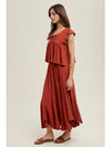 Ruffle Long Skirt - Rust