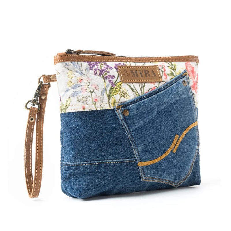 Dahlia Denim Clutch Handbag - Blue