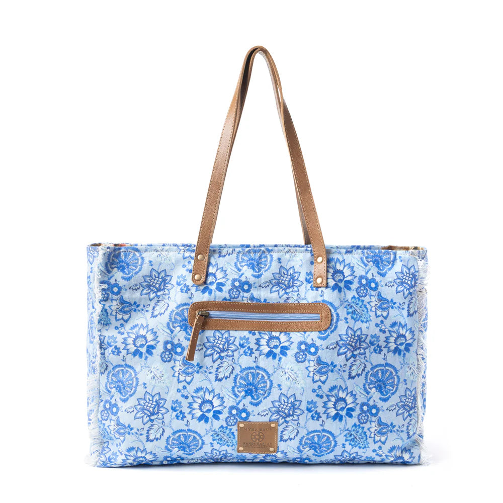 Delft Garden Weekender Tote Bag - Blue