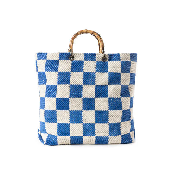 Classic Cottage Checker Tote - Blue/Cream