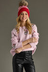 Santa Crew Neck Sweater - Lt. Pink