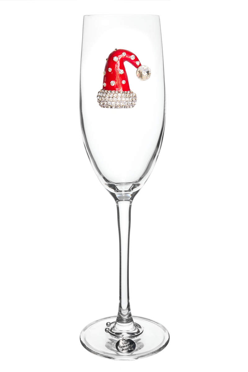QJ Stemmed Champagne Flute - Santa Hat
