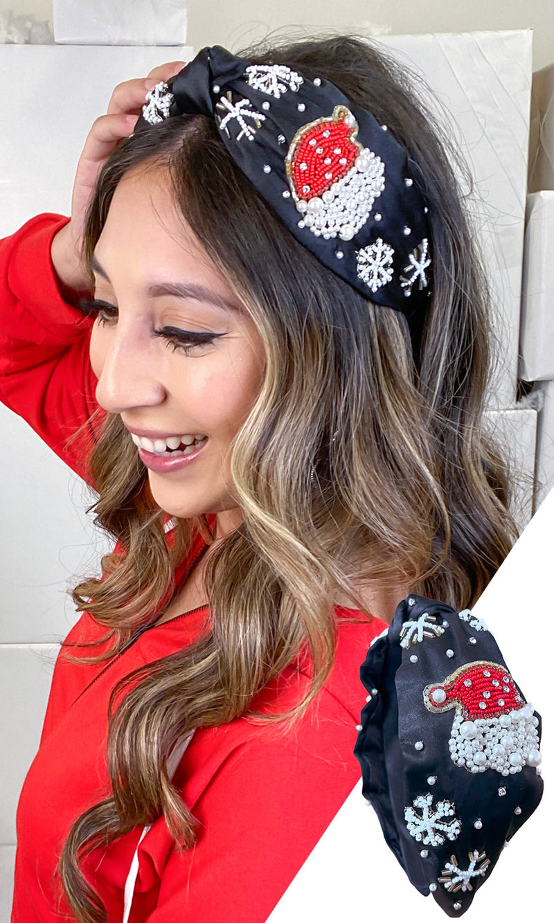 Xmas Santa Hat Headband - Black