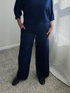 Satin Wide Leg Pant - Navy