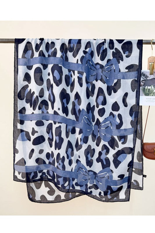 Bold Leopard Print Scarf - Blue/Black