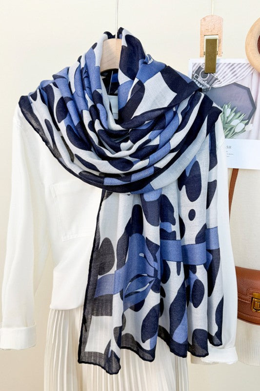 Bold Leopard Print Scarf - Blue/Black