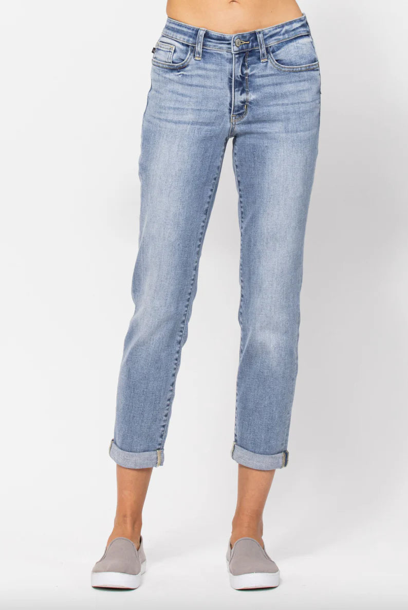 JB82335 Bleach Wash Boyfriend Jean - LT. Denim