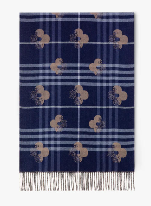 Plaid and Clover Scarf - Navy