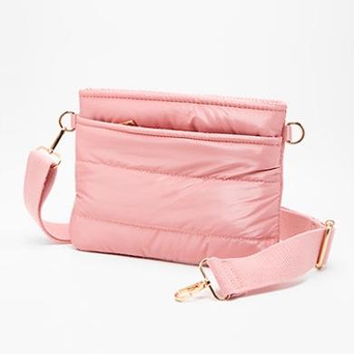 Puffer Crossbody Purse - Glossy Pink