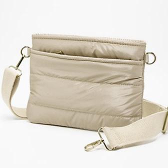 Puffer Crossbody Purse - Glossy Beige