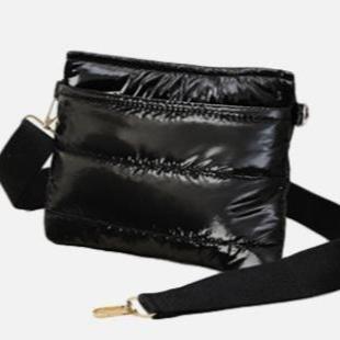 Puffer Crossbody Purse - Glossy Black