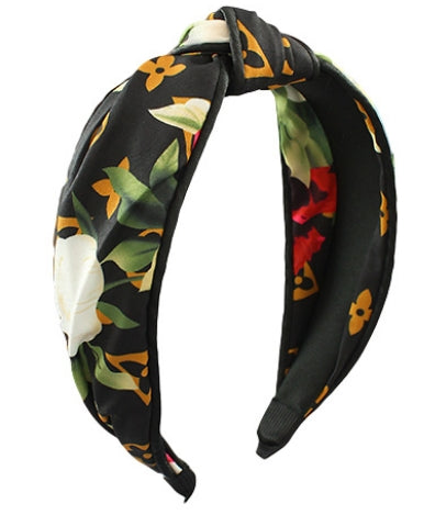 Designer Inspired Floral Headband - Black