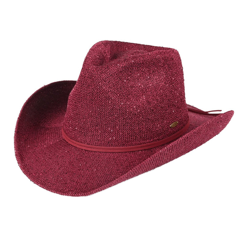 Sequin Cowboy Hat - Maroon