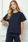 Short Sleeve Knit Top - Navy