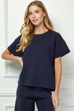 Short Sleeve Knit Top - Navy